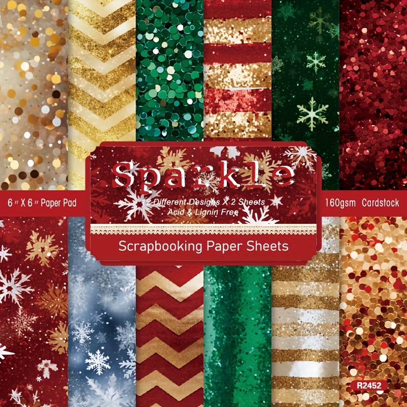 

Alinacutle Christmas Scrapbooking Paper Pad, 24 Sheets, 6x6 Inches, Acid-free Cardstock, Decorative Craft Paper For Card Making, Diy Projects, And Gift Wrapping