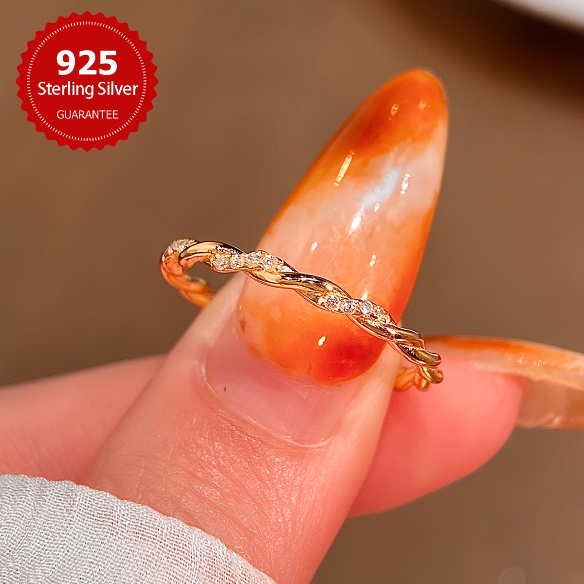 Women's S925 Silver Line Twist Wrap Ring, Wedding Gift