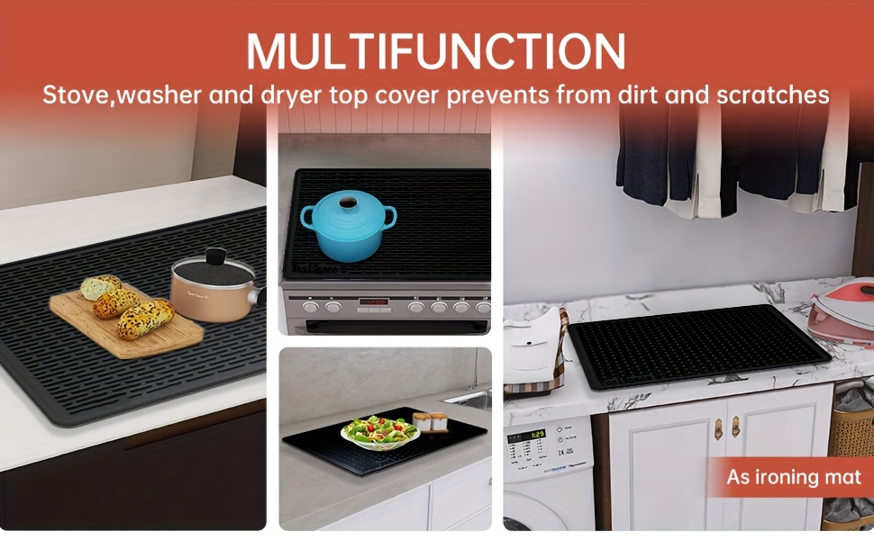 силиконовая электроплита крышка коврик 28 x20 керамическая плита крышка теплоустойчивая стеклянная варочная панель крышка плоский защитник для RV, плита, защитный коврик из силикона для посуды, черные детали 3