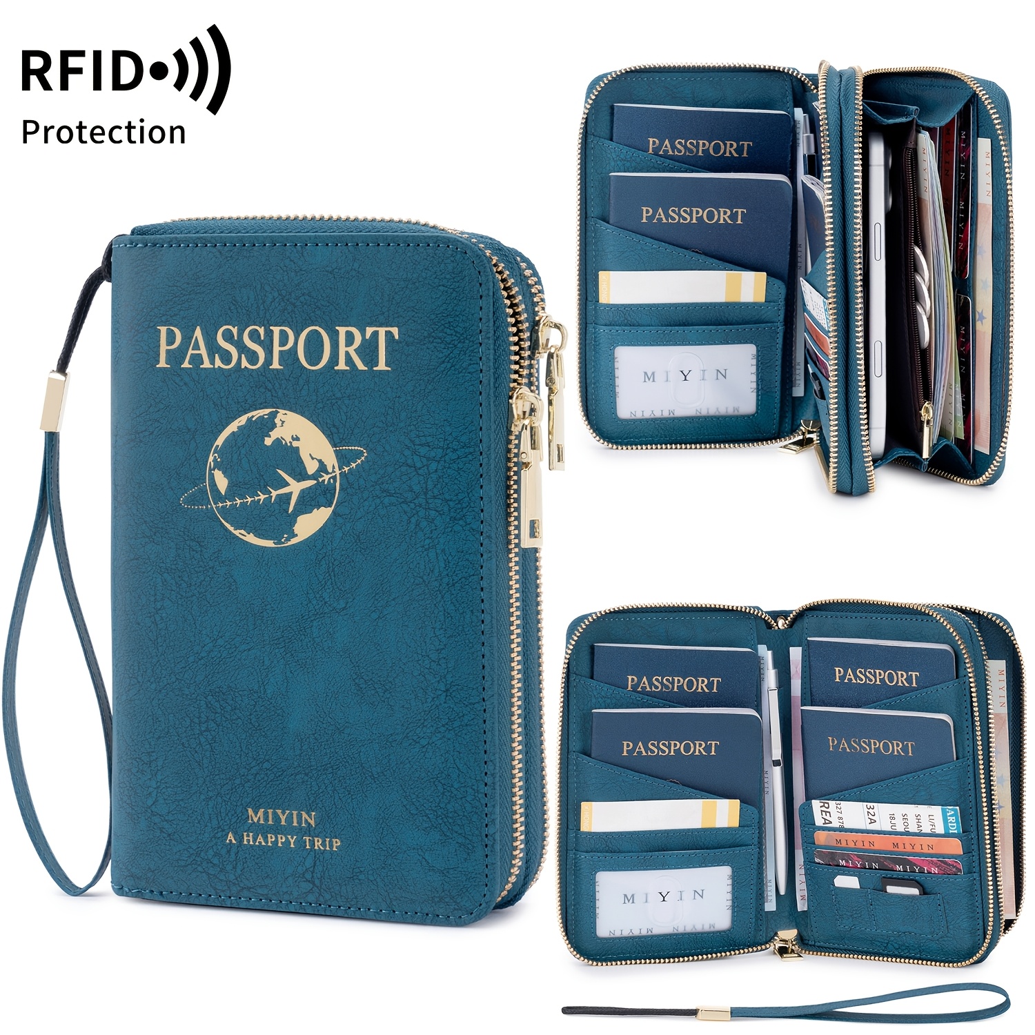 TEMU 1pc Passport Case With Hidden For Airtag Pocket, Rfid Blocking Zipper Travel Women Wallet, Cards Tickets Documents Organizer Portable Wristband