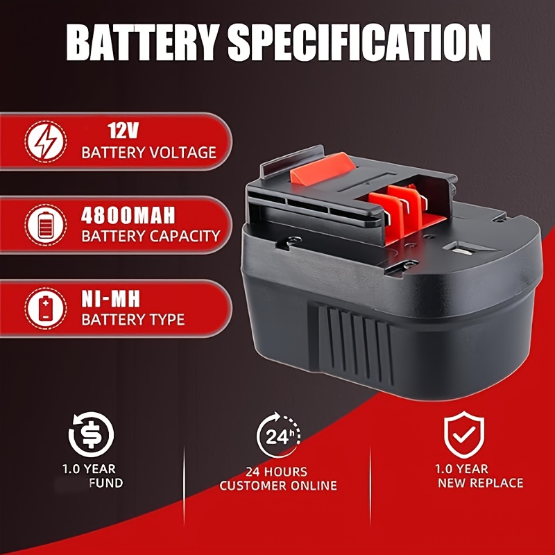4pcs 8ah 12v ni mh battery replacement black decker 12v Temu