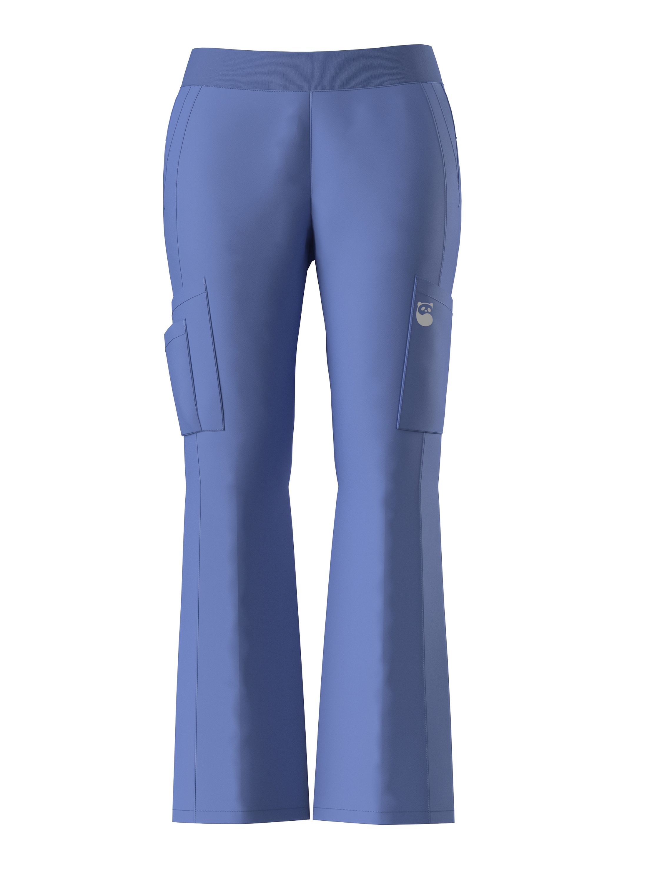 Stretch Women Scrubs Flare Leg Pants - Pandamed Women Full Elastic Waistband Flare Pants Nursing Scrubs Uniforms Pants with Multiple Pockets PSP747.
