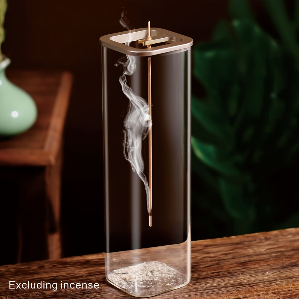 

Glass Incense Stick Holder With Anti-ash Flying Design, 1pc Unscented Modern Burner With Detachable Ash Catcher For Home Decor, Yoga, And Meditation