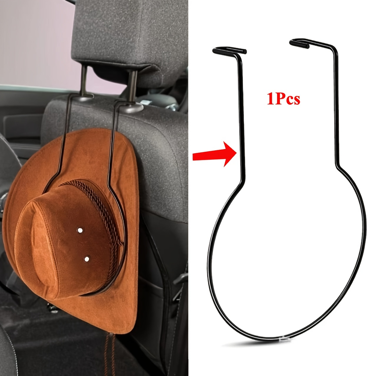 TEMU Porte-Chapeau de de Siège de Voiture en Fer Facile à Installer - Parfait pour , SUVs & Berlines | Maintient les Chapeaux | Crochets Métalliques