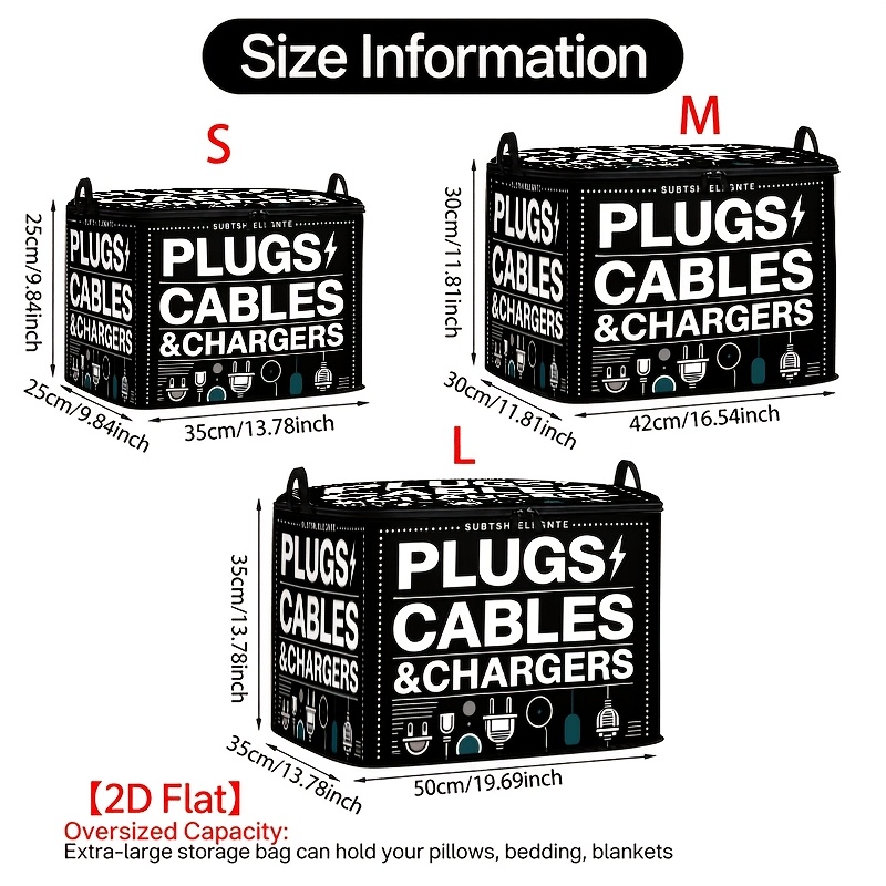 Plug Cable Icon Pattern Storage Box for Home Organization