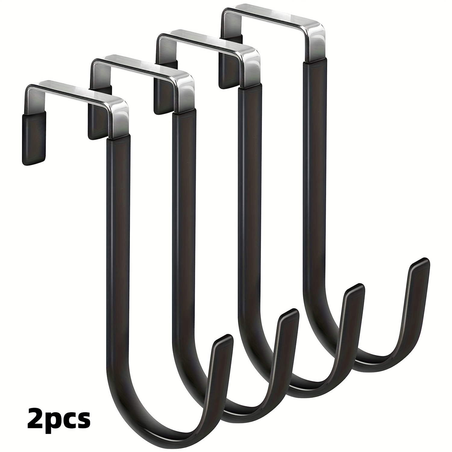 E-shop 2 Stk. multifunktionale Metallhaken mit gummiertem Schutz, Türhaken, langlebige, strapazierfähige Aufbewahrungshaken, geeignet für Schränke,