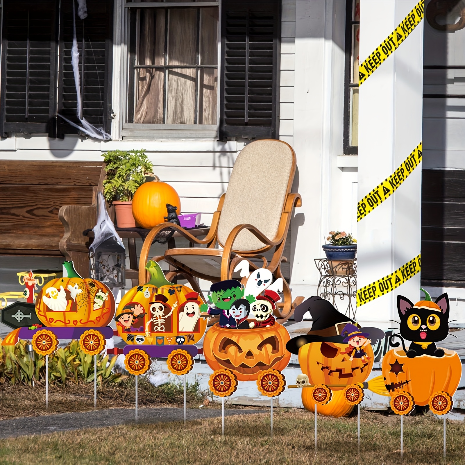 GABOSS Halloween Decorations Beware Signs Yard Stakes