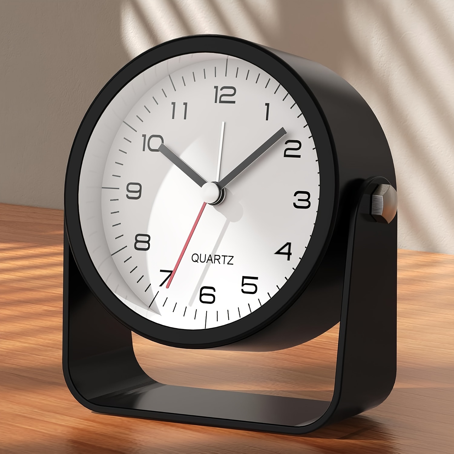 4-In-1 Analog & Digital Alarm Clock – Battery Powered, Black Metal Frame