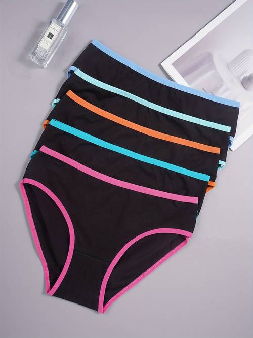 Artikelbild set mit 5 damen unterwäsche - - slips mit color- , weich und atmungsaktiv für täglichen , damenunterwäsche, bequeme passform
