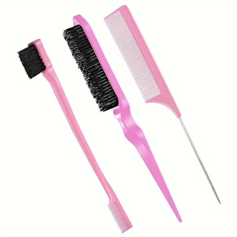 

Ensemble de 3 Brosses à Cheveux Slick Back, Brosse à Poils pour des Bords, Peigne à Friser pour Femmes