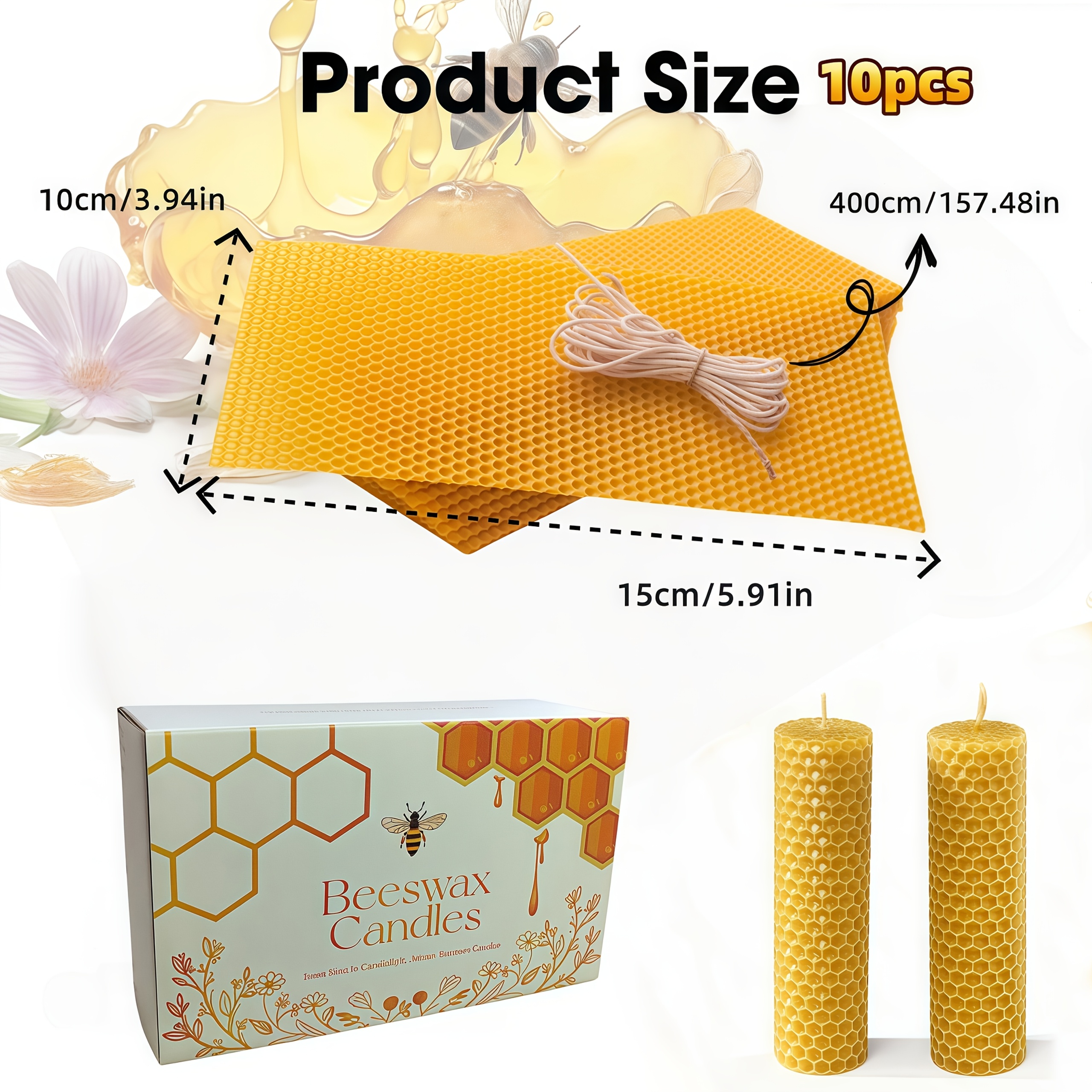 10pcs Beeswax Candles Diy Kit For Christmas Halloween Decor - Holiday Gifts & Home Decor For Beginners.