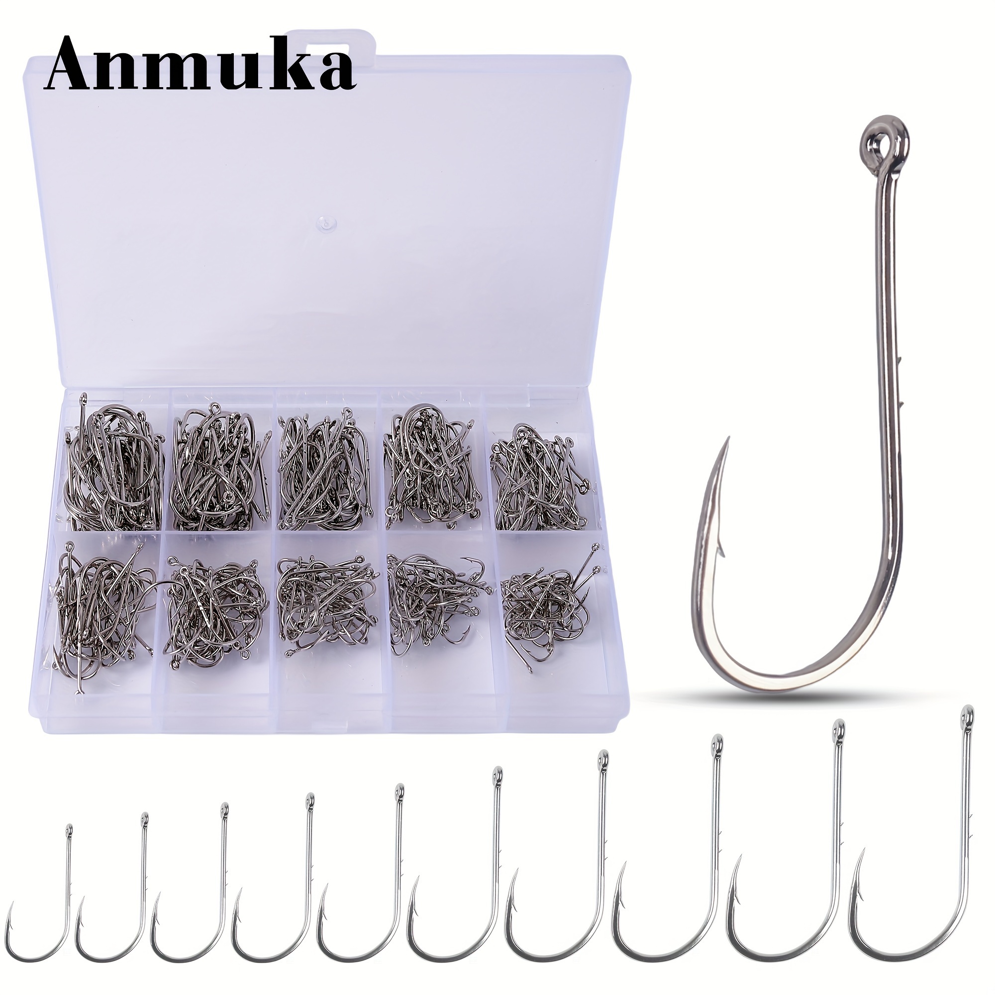 Juego De Anzuelos De Pesca Con Mosca - Acero De Alto Carbono, Con Caja - Varios Tamaños
