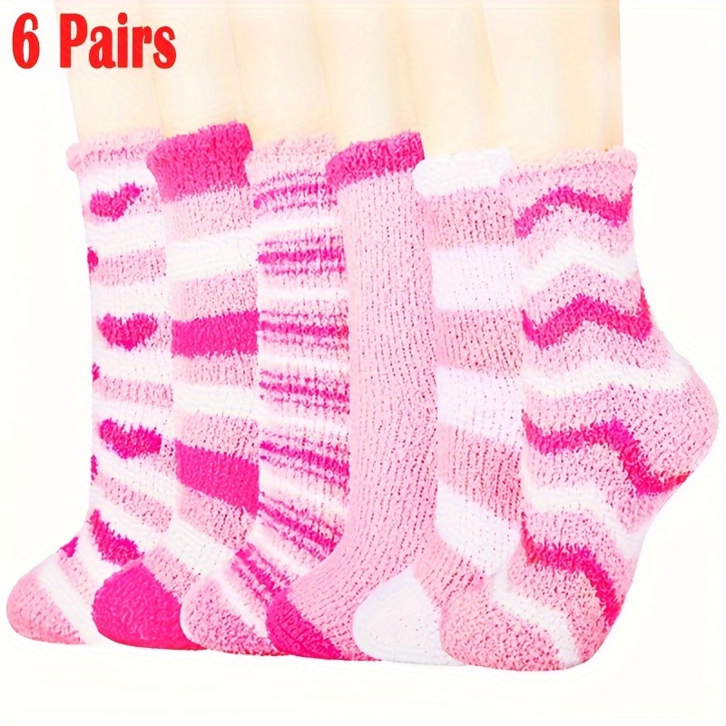 

6 Pairs Womens Fuzzy Socks Valentines Day Gifts For Her Girlfriend Mom Wife Day Gifts For Mom Valentine's Gift For Girl Cozy Fluffy Winter Slipper Socks Warm Fleece Soft Comfy Socks Day Gift