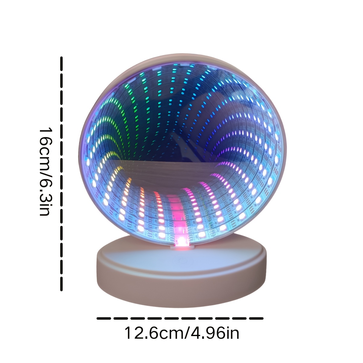 Projecteur tunnel, lampe de table LED miroir 3D lumière nocturne décoration mariage fête, éclairage confortable pour chambre salon ambiance jeu, accessoire gamer miroir infini cadeau cool