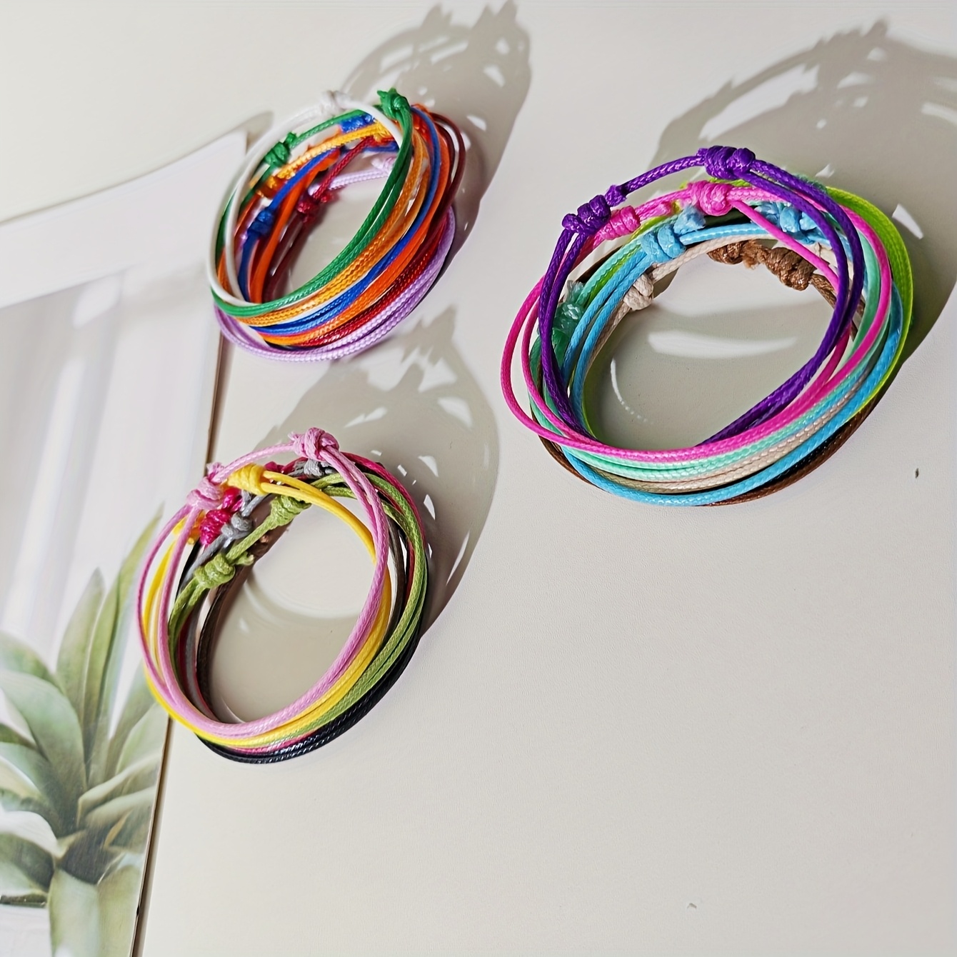 24pcs Colorful Polyester Rope Braided Bracelet Set for Women