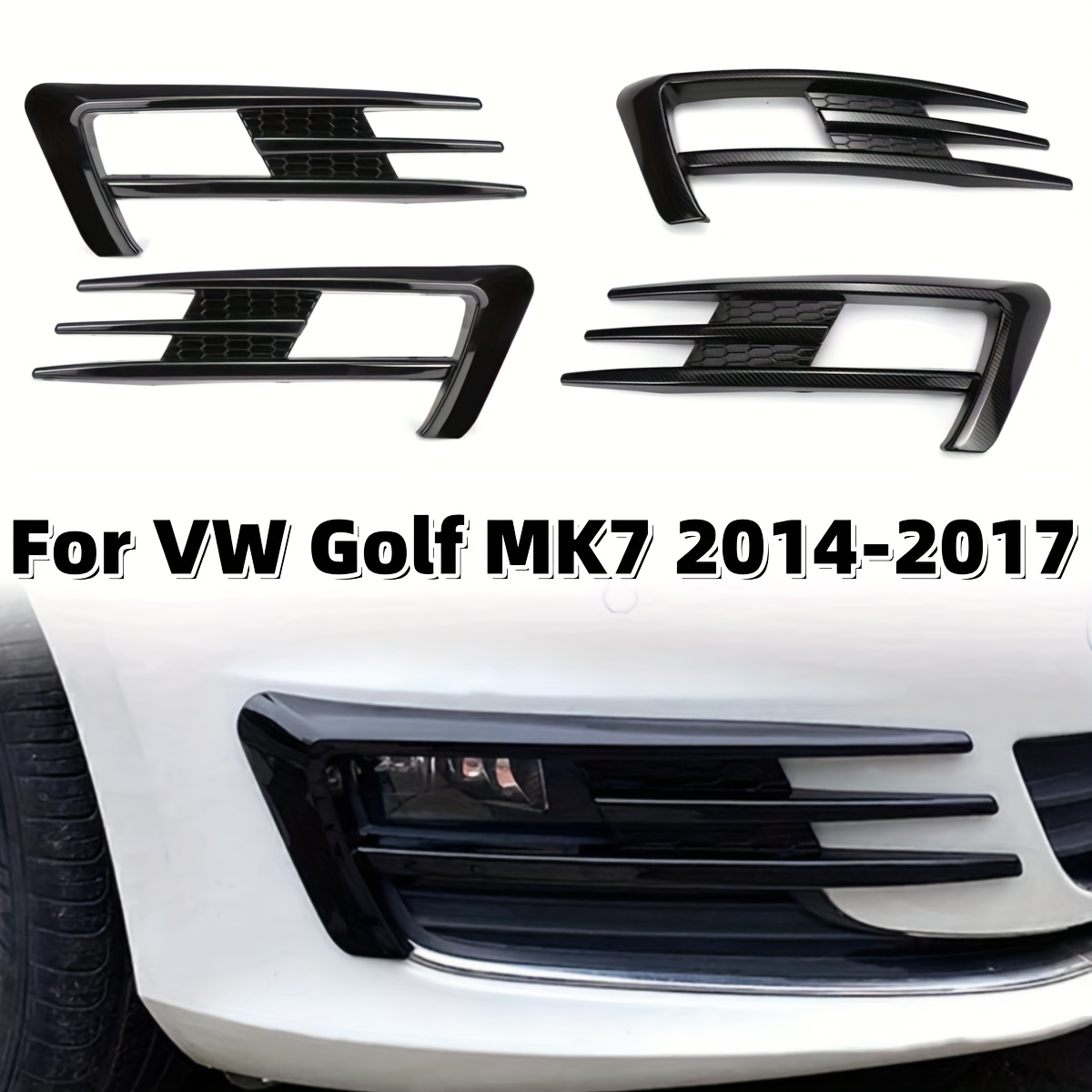 for vw golf 7 mk7 golf 7 2014 2017 pair car bumper front fog light grille cover trim fog lamp eyebrow knife decorate abs details 0