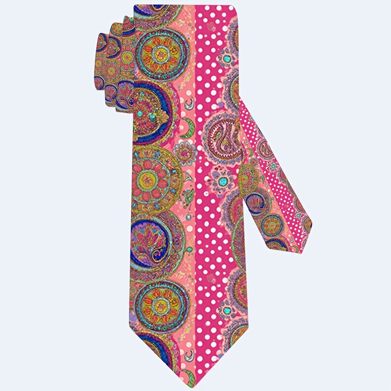 TEMU 1pc, Vintage-style Paisley Pattern Printed Tie, A Soft And Fashionable Accessory For Weddings, Dates, Parties, And Casual Wear, Easy To Clean, A