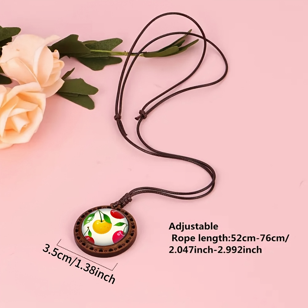 Heart-shaped Cherry Wooden Necklace, Cute Accessory