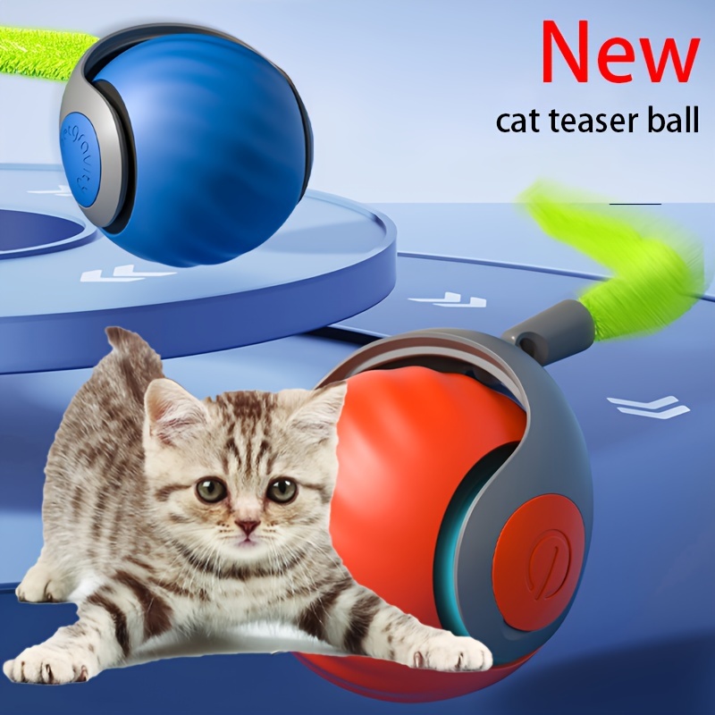 

1pc Smart Cat Teaser Ball, Electric Rolling Ball Toys For Cats/kitty, Cat Interactive Toy With Replacement Tail, Usb Rechargeable Toy For Pet, Built-in Battery With Charging Cable