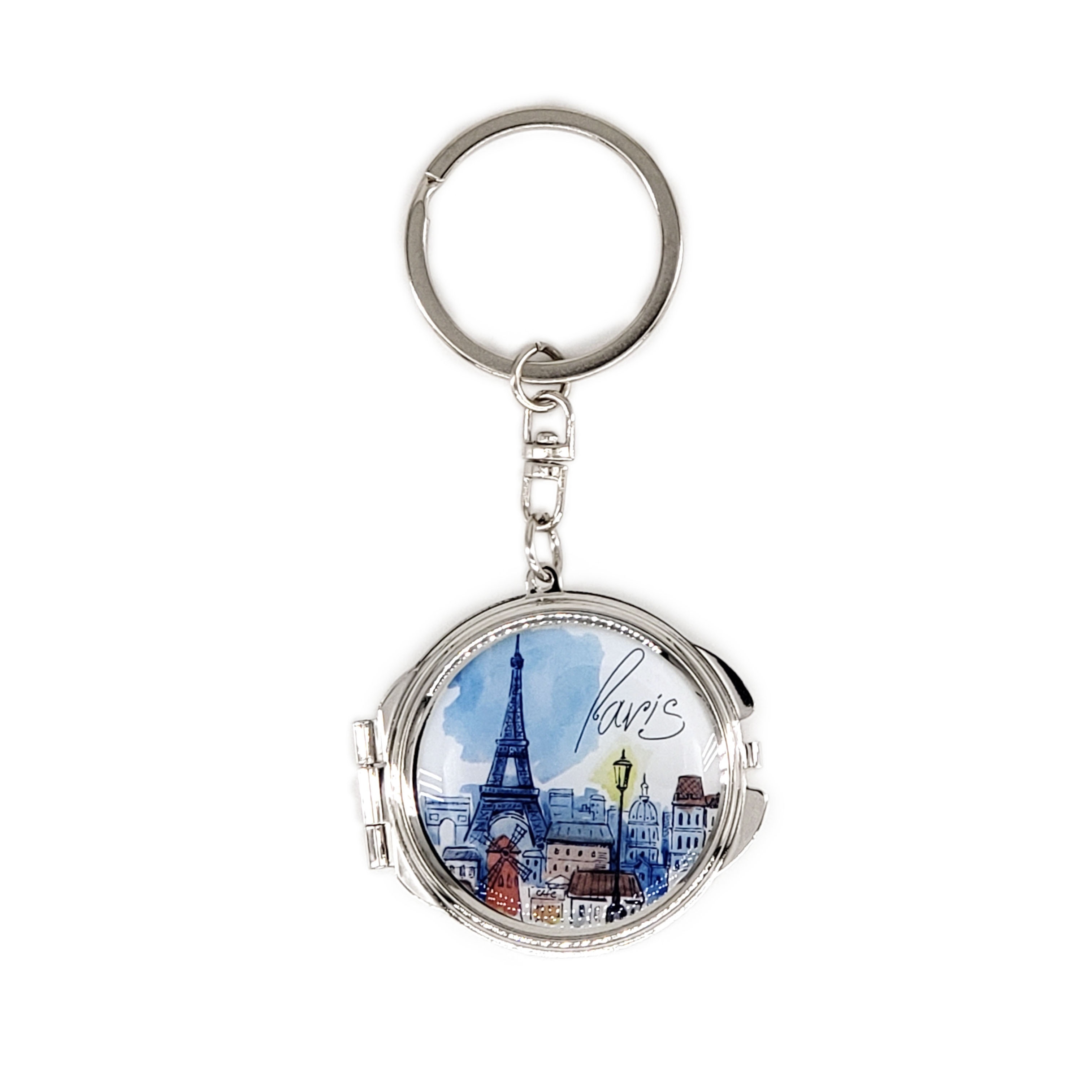 

6/12/24 Pcs Quinceanera Eiffel Tower Blue Design Compact Mirror Keychain Sweet 15 Princess Party Favor Gift