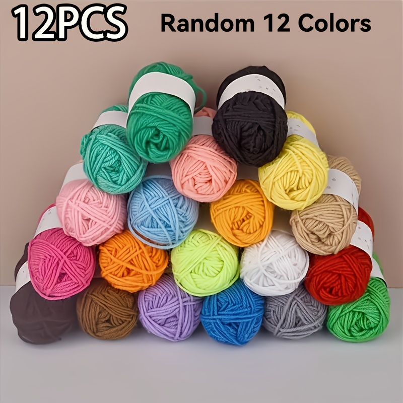 E-shop 12-Farben Allzweck-Garnset - Weiches Glattes 14g Dickes Garn zum Stricken, Häkeln, Weben & DIY-Basteln - Lebendige & Neutrale Farben