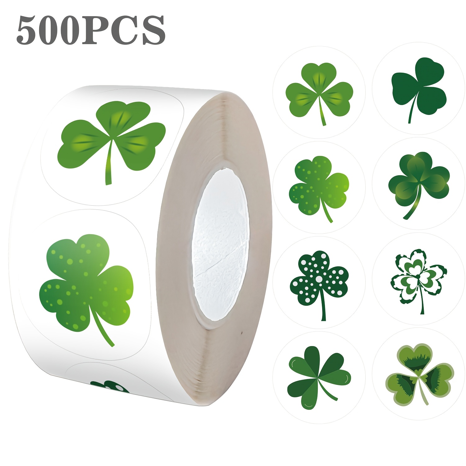 

500 Stickers/roll Small Clover Self-adhesive Stickers Teacher Labels Suitable For Classroom Party Decoration Packaging Greeting Cards Envelopes Diy Decoration Pvc Waterproof Non-dry Adhesive Stickers