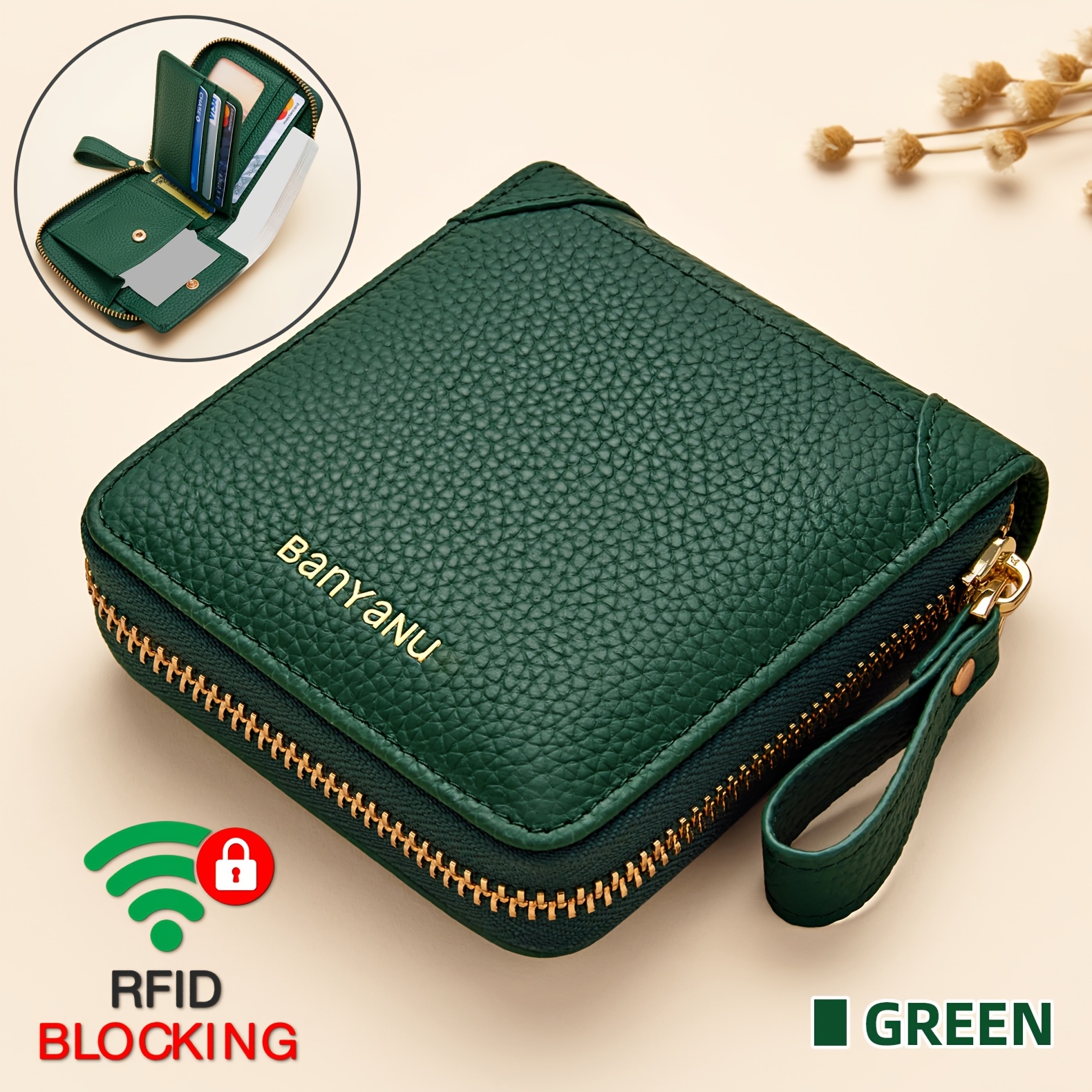 Image of Banyanu Women's Leather Wallet, Rfid Anti-theft Card Holder Id Organizer Coin Purse