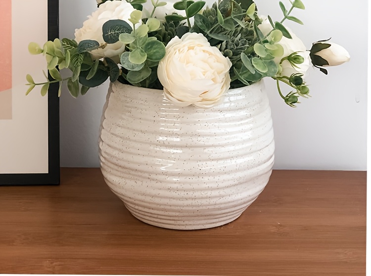 Irregular Pattern Ceramic Flower Pot Ins Style Round Ceramic Pot Green Radish Orchid Flower Indoor Art Decoration Gardening Gift,home Decor