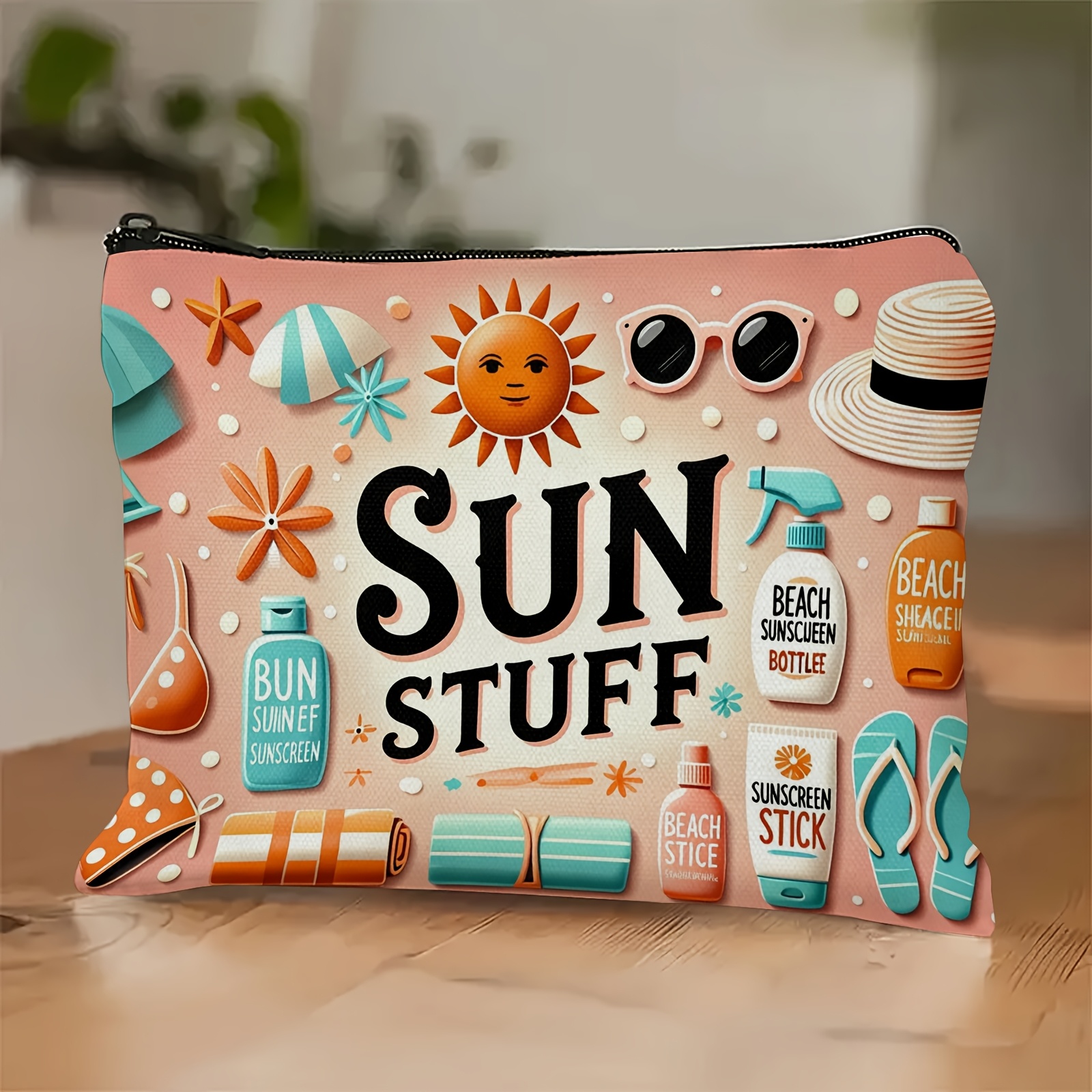 TEMU Beachwear Includes Hats, Sunglasses, Cosmetic Bags, Portable Zippered Cosmetic Pouches, Suitable For , Christmas, Birthdays, Valentine's Day,