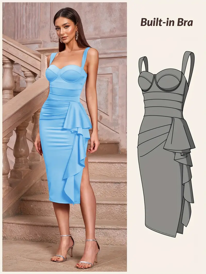 542 womens summer strapless bodycon dress built in bra - Temu 542 womens summer strapless bodycon dress built in bra - Temu