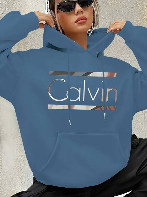 los angeles letter print drawstring hoodie casual long sleeve pocket sweatshirt womens clothing