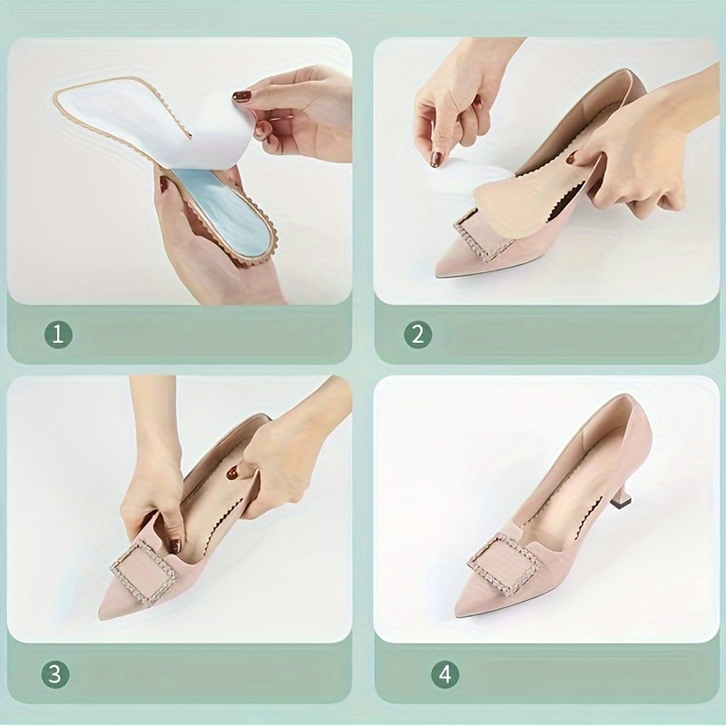 [Popular Choice] 1 Pair Anti-Slip Faux Leather Insoles for High Heels and Sandals, Self-Adhesive, Breathable, Sweat-Absorbent, Comfortable - Black