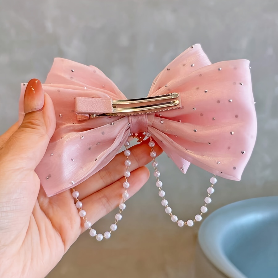 chic 5 31 bow hair clip pearls rhinestones perfect - Temu South Africa