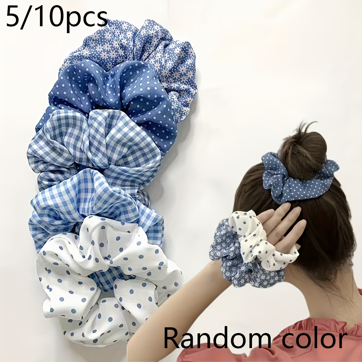 blue scrunchie sold on Temu United States display picture 1