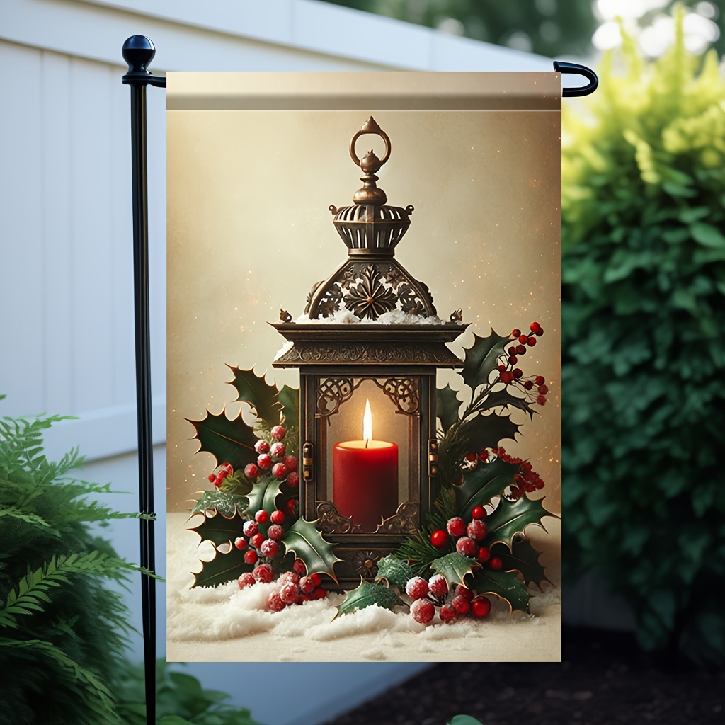 

1pc, Welcome Garden Flag, Christmas Christmas Candle Decor Double-sided Printed Yard Flag, Vertical Flag, Home Decor, Outdoor Decor, Yard Decor, Garden Decor