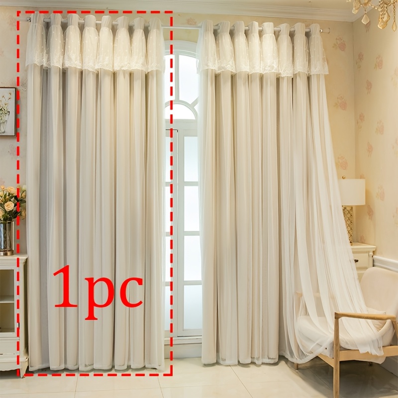 TEMU 1 rideau noir double épaisseur style princesse pour chambre à coucher, style Instagram, nouveau style français, 1 panneau unique