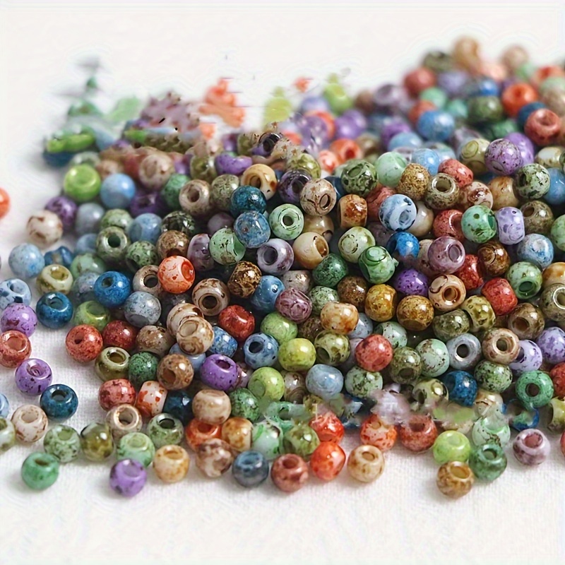 138pcs Picasso Colored Glass Rice Beads for DIY Jewelry