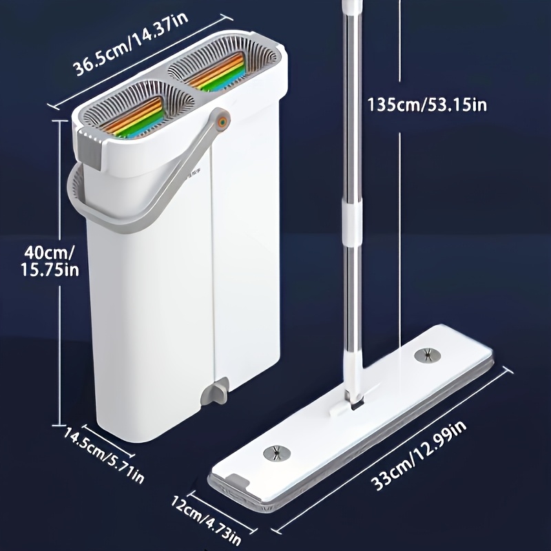 TEMU 33cm Mop And Mop Bucket Combo Set | Hand- Mop With 4 Reusable Microfiber Cloths, Wet And Dry, Suitable For Tiles, Wooden Floors, Marble | Ideal
