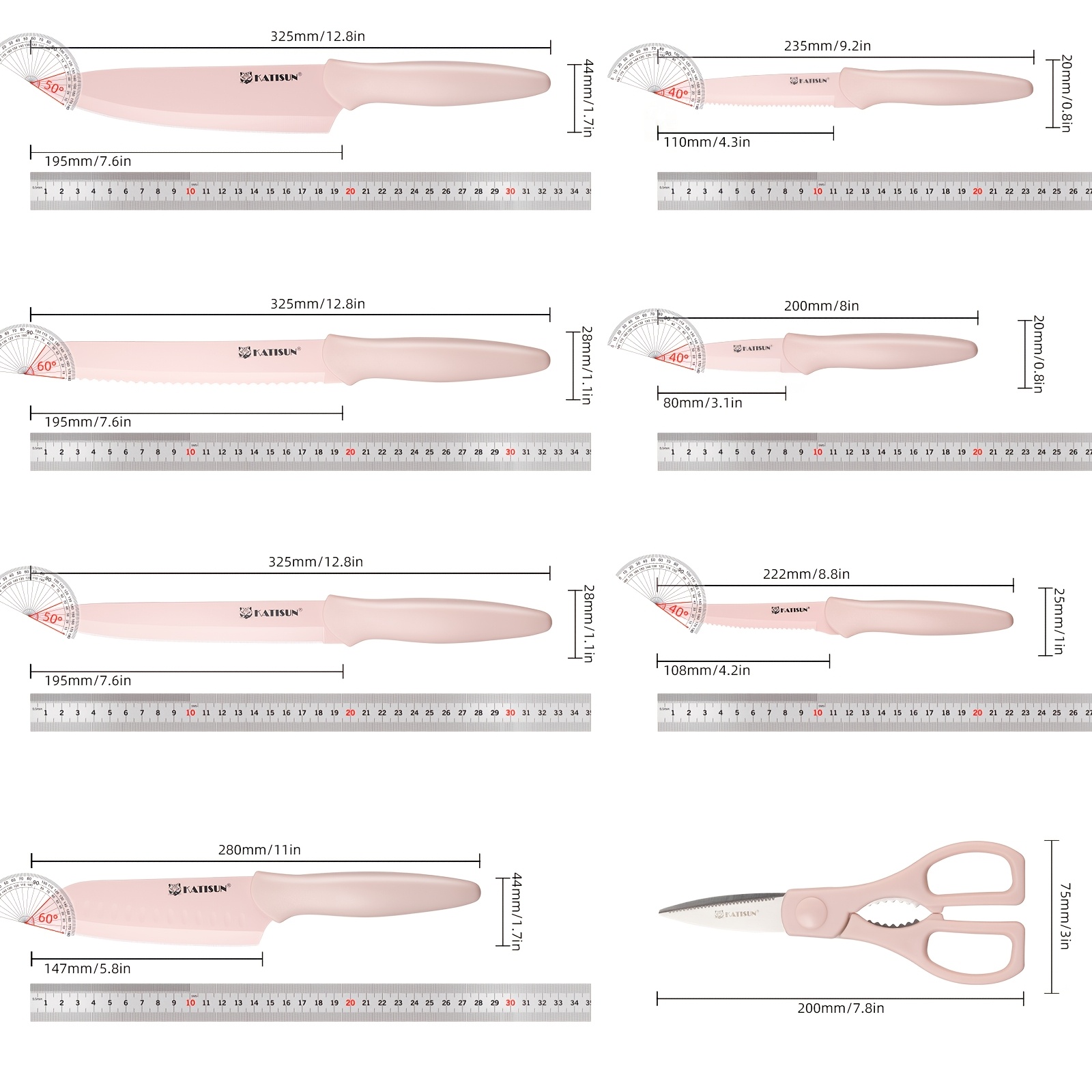 7/14pcs Color-Coded Kitchen Knife Set Rust-Resistant, Ultra-Sharp Knife Collection Includes Wooden Knife Block And Kitchen Shears Ideal for Home And Restaurant Use Top Choice for New Year Gifts