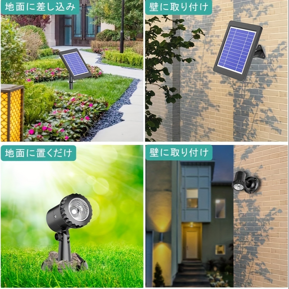 TEMU Garden Light Solar Spotlight Underwater Lighting 3 Point Outdoor Garden Outdoor Fire Prevention And Prevention Equipment Automatic Lighting/
