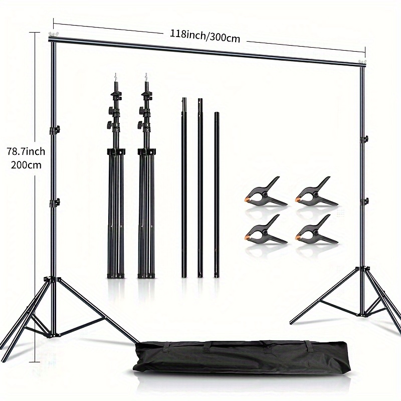 TEMU Adjustable Photography Backdrop Stand With Telescopic Rod - Ideal For , Green Screen & White Backgrounds