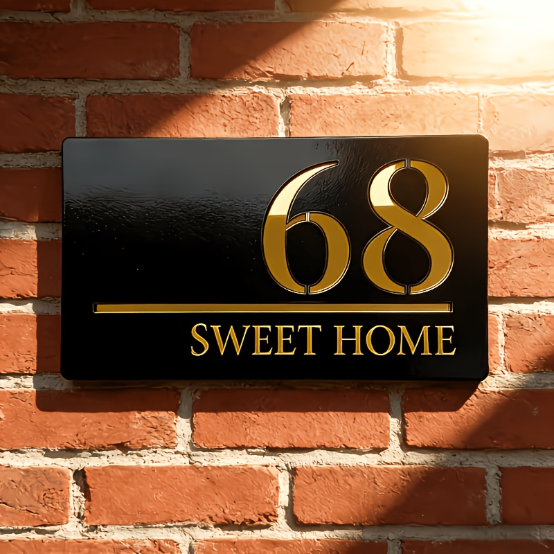 TEMU Custom Acrylic Luxury Feel Door Signs Suitable For Indoor And Outdoor Use, And Fade-resistant, Featuring Laser-engraved Numbers, A Double-layer