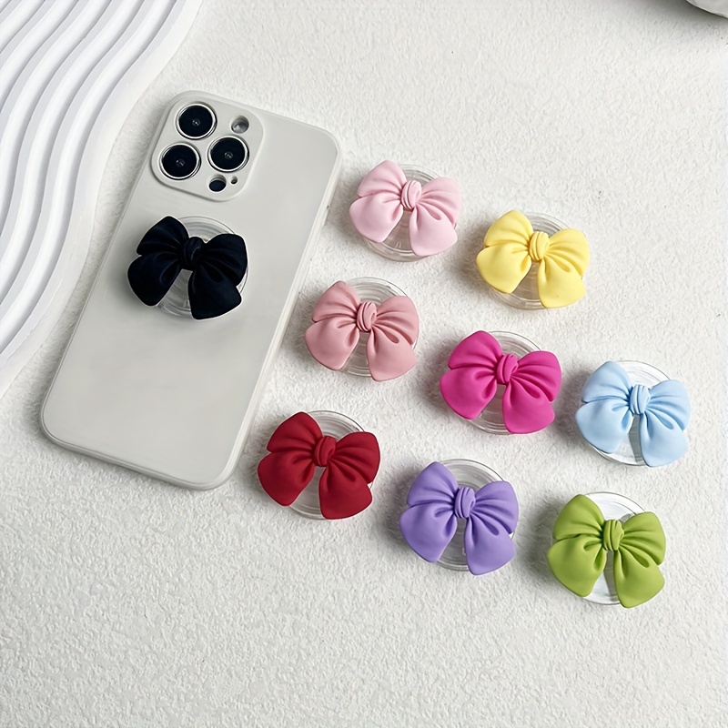

1pc Colorful Bowknot Phone Grip - Expandable Desktop Stand, Macaron Resin Butterfly Knot Foldable Holder, Abs Non-waterproof Mobile Accessory