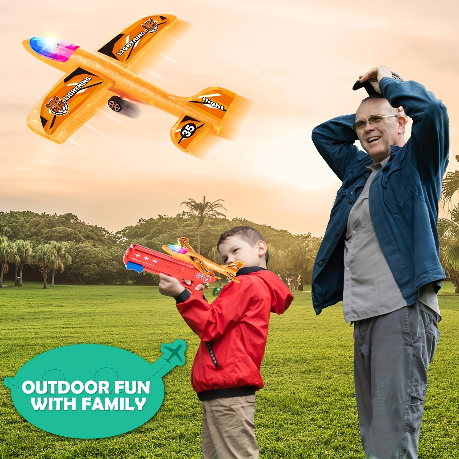 3/6pcs Airplane Launcher Toy With 3 Stickers - Interactive Flying Game, 2 Flight Modes, Durable PP Material, Easy Assembly - Ideal For Outdoor Play, Halloween, Christmas, Birthday Gifts For Ages 3-12