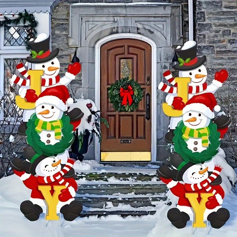 TEMU [hot ] Large Snowman Sign Set - Outdoor Christmas Decor, For Parties & Display