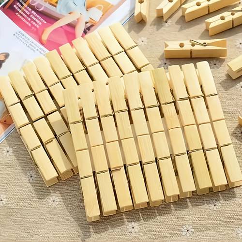 40pcs durable bamboo clothes clip bamboo clip heavy duty wooden clothes clip for household and outdoor use suitable for manual photo organizing classroom and office supplies multifunctional windproof clip and sock clip for drying clothes pins