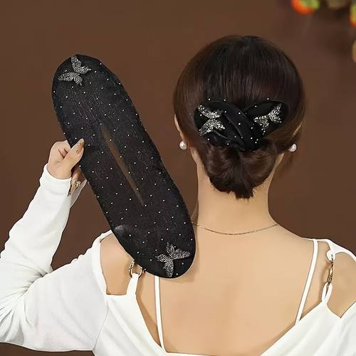 1pc of twisted clip hair styling a fixing artifact hairpin for womens bun hairstyle elegant and lazy headdress with embellishments soft woven ribbon clip for women and suitable for hairstyle design