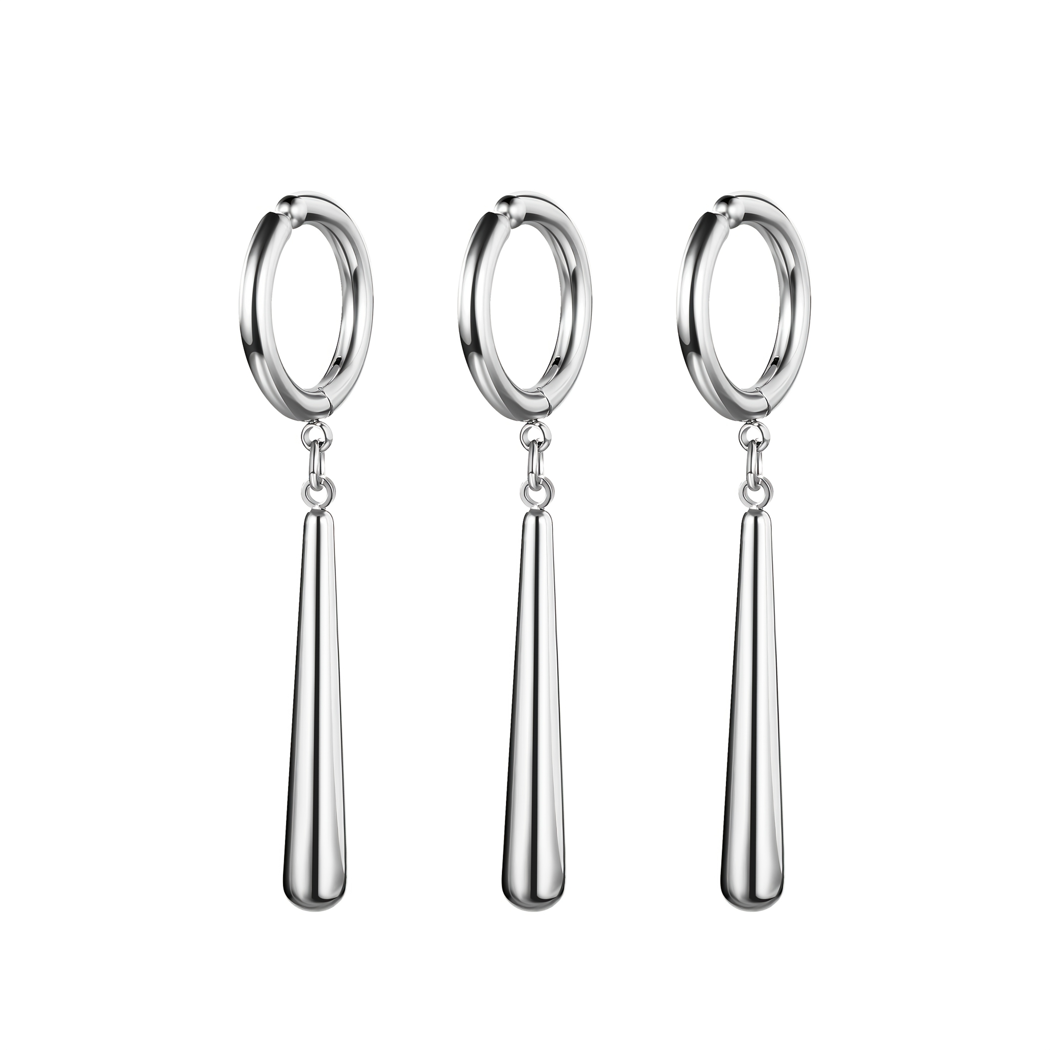 Image of 3pcs Earrings Men Women Dangle Set: Hoop Stainless Steel Non-piercing Ear Clips - Roronoa Anime Cosplay