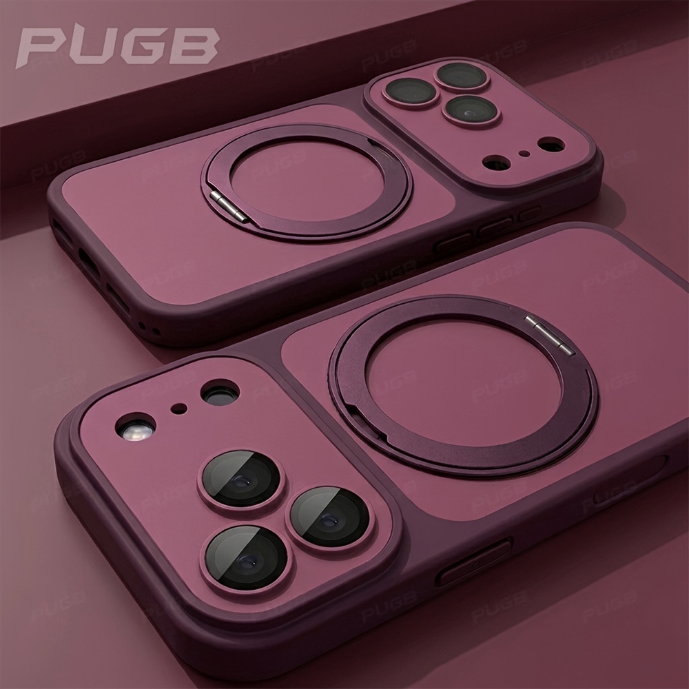 TEMU Phone Case - New Luxury Rotating Ring Kickstand Magnetic Stand Phone Case For Iphone 17 18 Pro Max Promax 18promax Wireless Charging With Glass