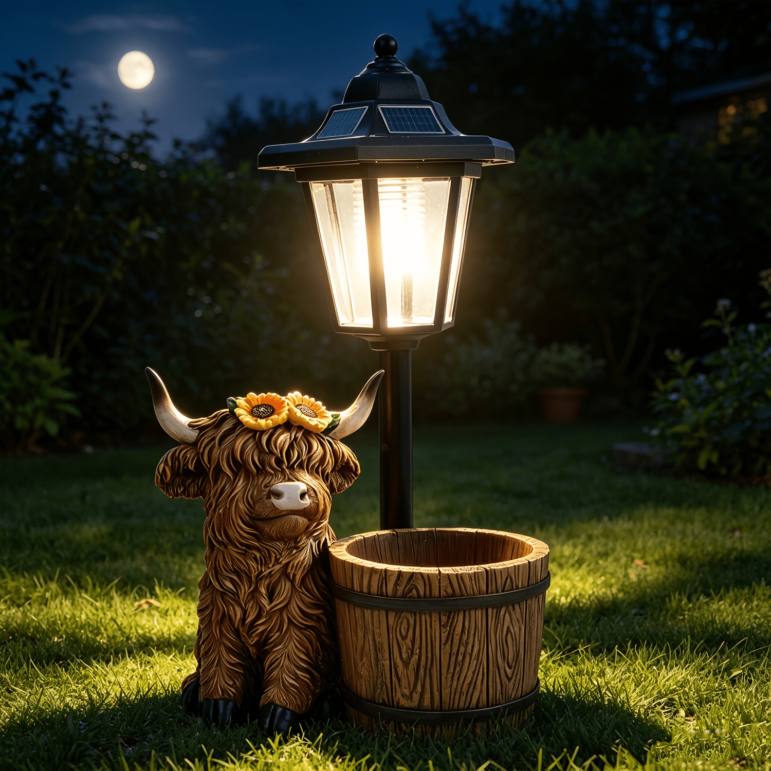 TEMU Otdecor Resin Solar Bull Lantern Planter Outdoor Statue Light, 1pc Rated For Garden, Courtyard, And Lawn Decor Porch, Patio, And Balcony Art